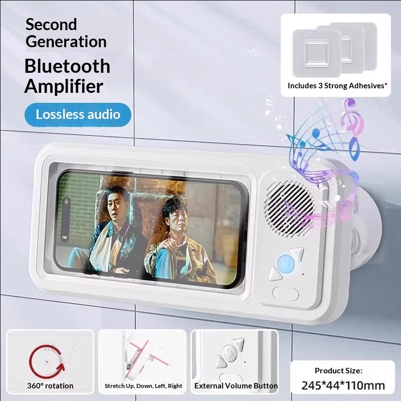 Bathroom Waterproof Mobile Phone Box Bluetooth Speaker Audio Bath TV Stand Mobile Phone Holder 360 Degree Rotation Touch Screen